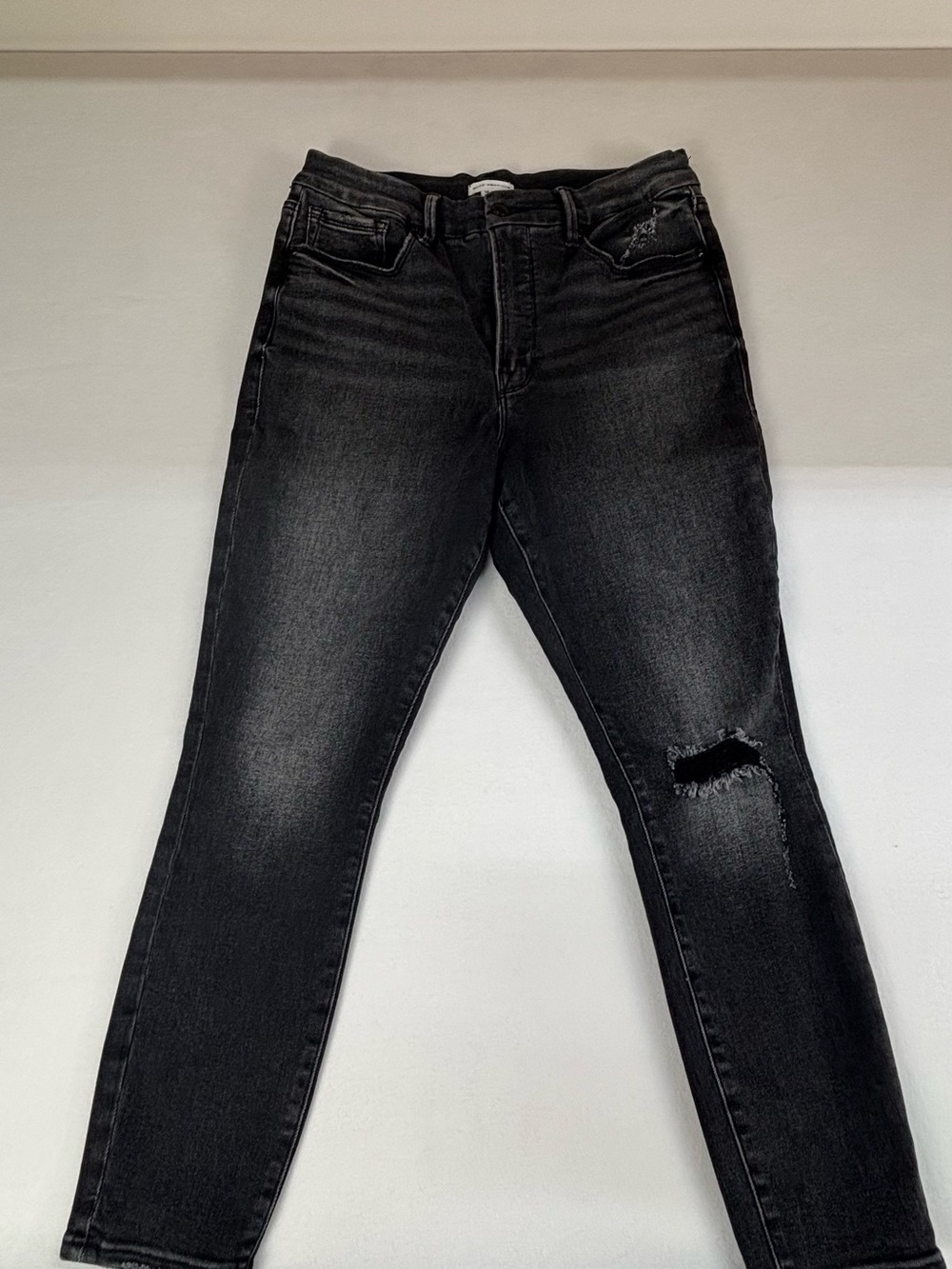 Good American Black Skinny Distressed Jeans